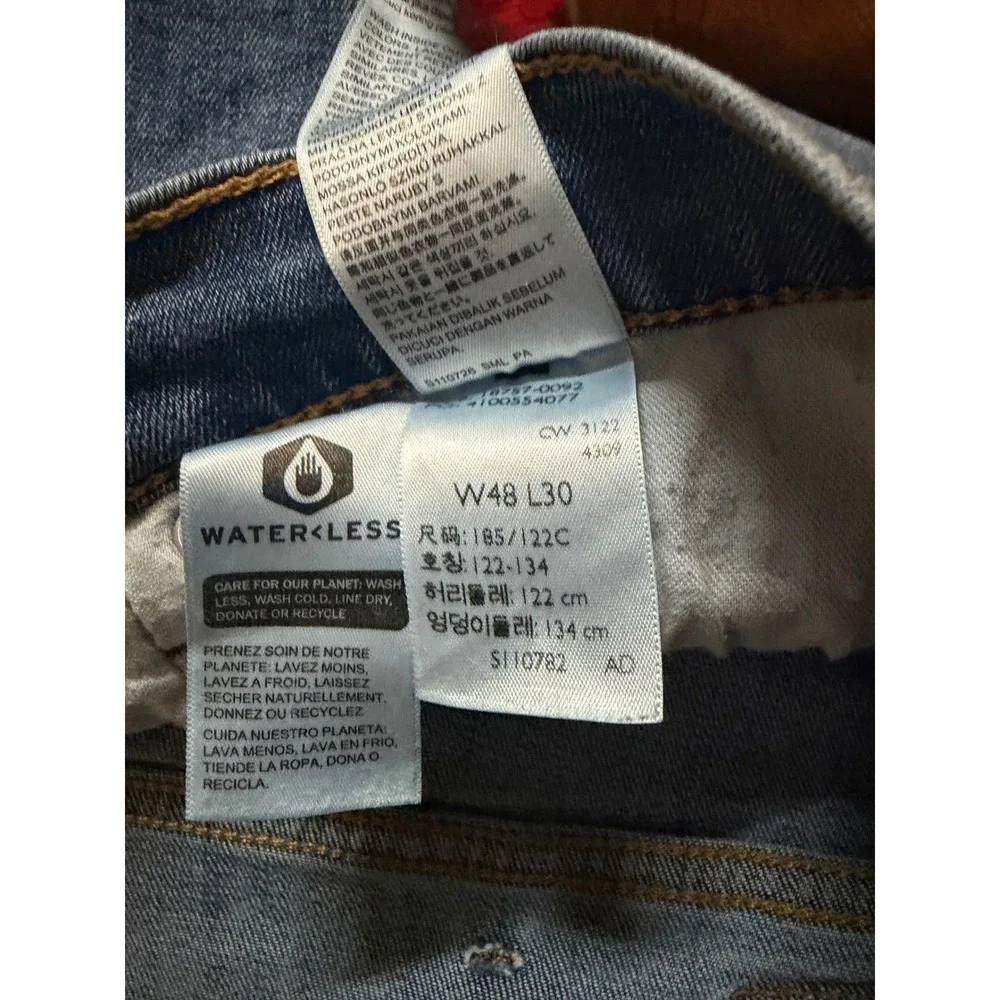 Levis 541 Athletic Taper Jeans Mens 48x30 Blue Denim All Seasons Tech WaterLess